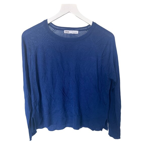 Zara Knit  Midnight Blue Lightweight Sweater - Picture 2 of 3